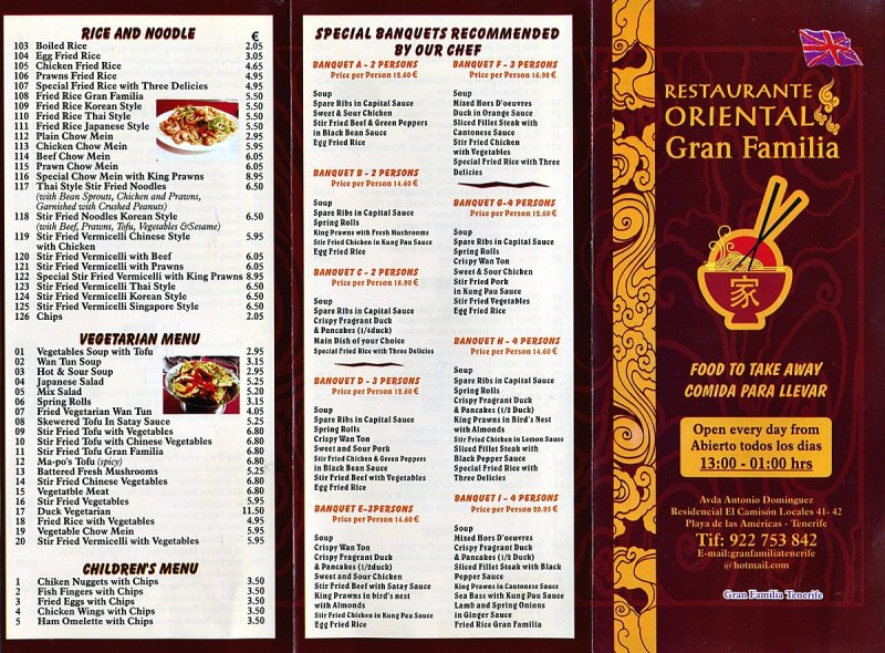 RESTAURANTE ORIENTAL GRAN FAMILIA, Restaurante chino en 